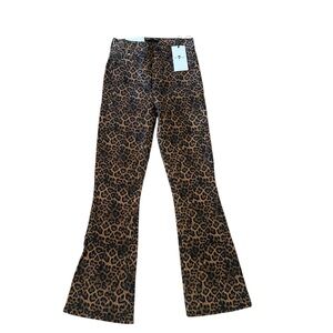 7 For All Mankind Women’s High Waist Slim Kick Cheetah Pants Sz 24 NWT